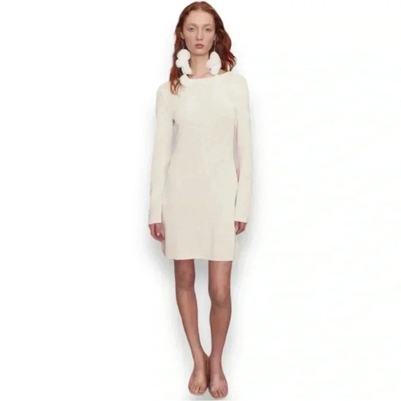 Divided Dresses & Skirts - Divided H&M Long Bell Sleeve Cream Lightweight Cutout Tie Back Mini Shift Dress